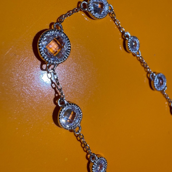 ELLE Sterling Silver Rhodium Plated Faceted Cubic Zirconia 11-CZ Bracelet 925 - Picture 6 of 12